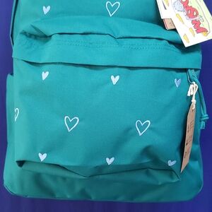 Jansport Teal Backpack with Heart Accents